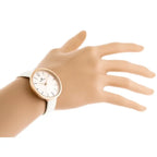 Jordan Kerr női karóra, rózsaarany tok, fehér bőrszíj, Miyota, 36 mm, C3350