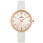 Jordan Kerr női karóra, rózsaarany tok, fehér bőrszíj, Miyota, 36 mm, C3350