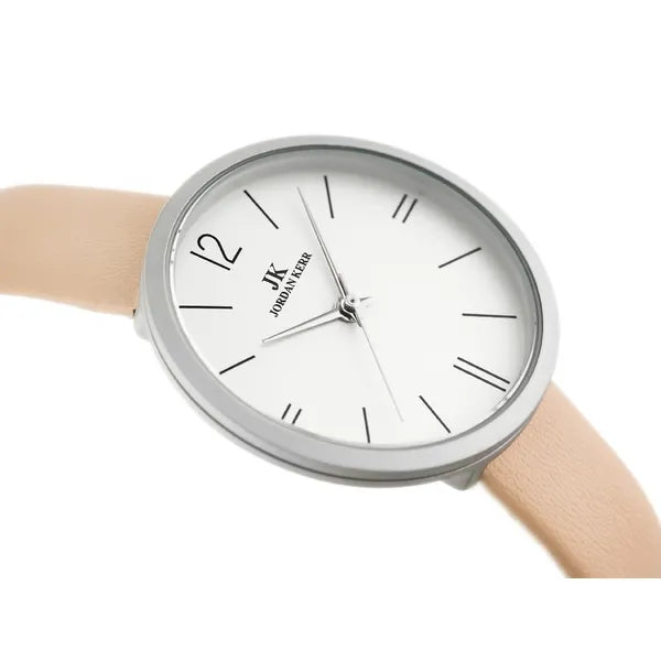 Jordan Kerr női kvarc karóra, 36 mm, rózsaszín bőr szíj, ezüst, WR30, Miyota