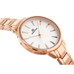 Jordan Kerr női karóra, rózsaarany fém szíj, ezüst számlap, Miyota, WR30, 30 mm