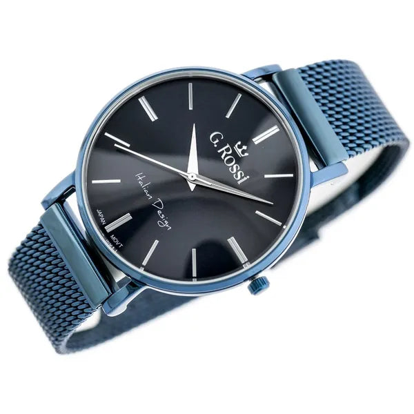 G. Rossi női kvarc karóra, kék számlap, fém karkötő, WR30, 42 mm