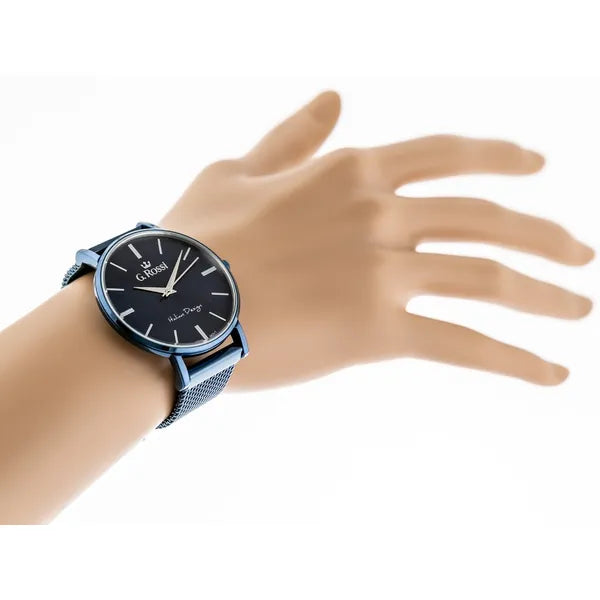 G. Rossi női kvarc karóra, kék számlap, fém karkötő, WR30, 42 mm