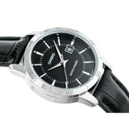 Casio LTP-V004L-1A női karóra, fekete számlap, bőrszíj, WR30, dátum