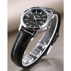 Casio LTP-V004L-1A női karóra, fekete számlap, bőrszíj, WR30, dátum