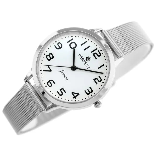 Perfect F102-01 női kvarc karóra, ezüst fém szíj, 36 mm, WR30