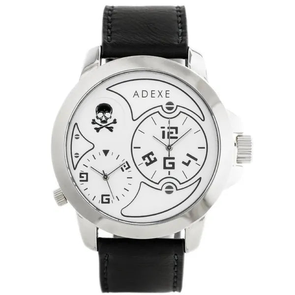 Adexe ADX-1613A-1A férfi karóra, kvarc, WR30, fekete szíj, ezüst számlap