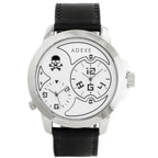 Adexe ADX-1613A-1A férfi karóra, kvarc, WR30, fekete szíj, ezüst számlap