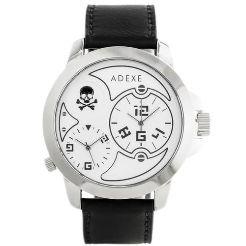 Adexe ADX-1613A-1A férfi karóra, kvarc, WR30, fekete szíj, ezüst számlap