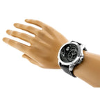 Adexe férfi kvarc karóra, Miyota, fekete 42 mm számlap, textil szíj, WR30