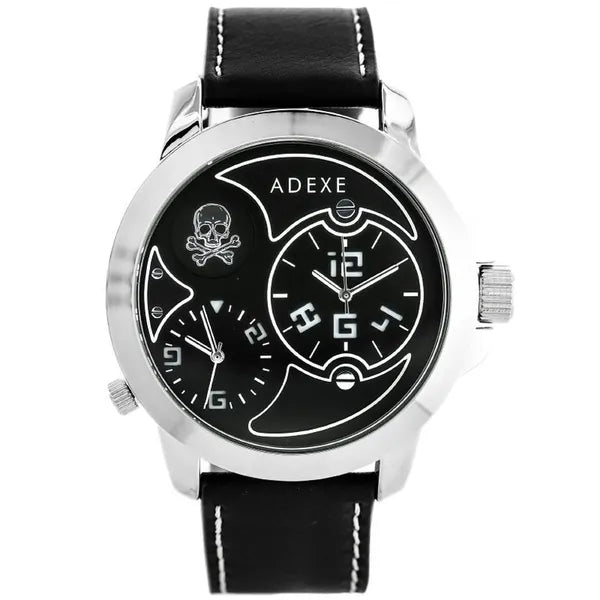 Adexe férfi kvarc karóra, Miyota, fekete 42 mm számlap, textil szíj, WR30
