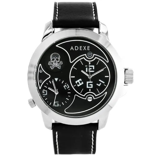 Adexe férfi kvarc karóra, Miyota, fekete 42 mm számlap, textil szíj, WR30