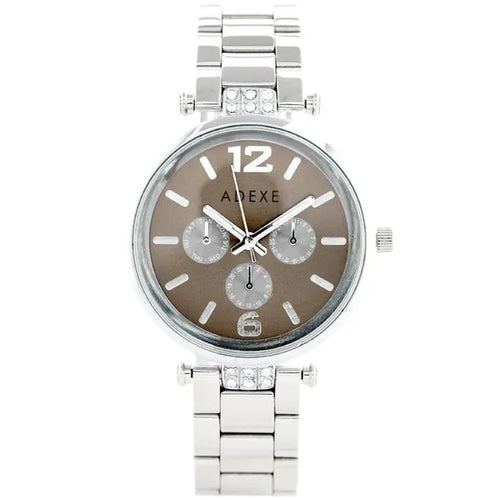 Adexe ADX-1161B-3A női kvarcóra, ezüst fémszíj, barna számlap, WR30