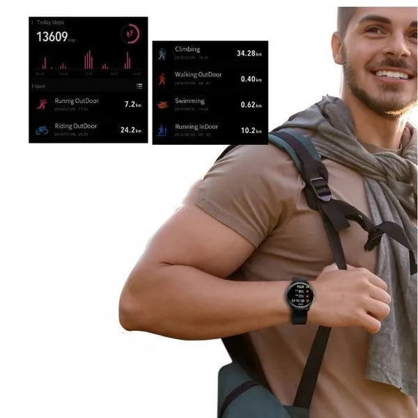 G. Rossi férfi okosóra 1,2'' AMOLED, BT 5.0, pulzusmérő, fekete + extra szíj