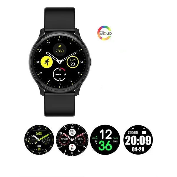 G. Rossi férfi okosóra 1,2'' AMOLED, BT 5.0, pulzusmérő, fekete + extra szíj