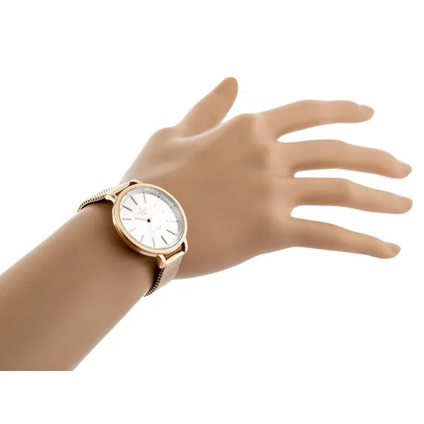 G. Rossi női karóra 34 mm, rózsaarany fém szíj, ezüst számlap, Miyota, WR30
