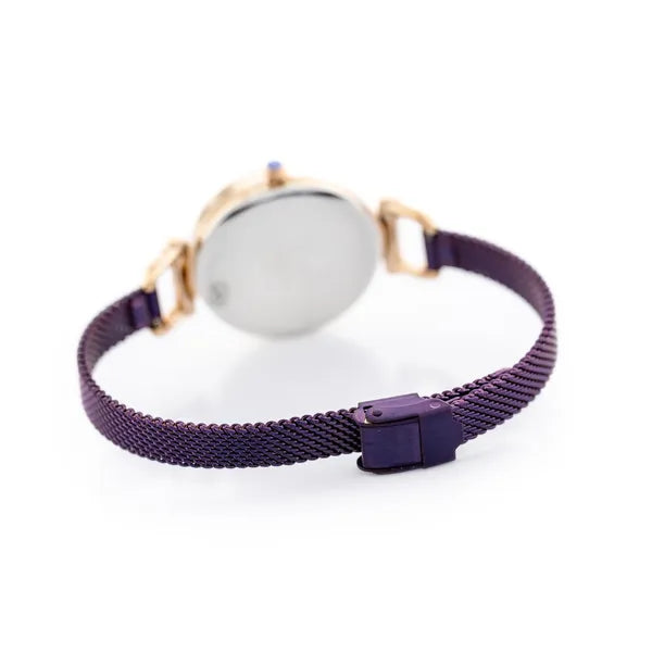 G. Rossi női karóra kvarc, lila számlap, rózsaarany tok, fém szíj 32 mm