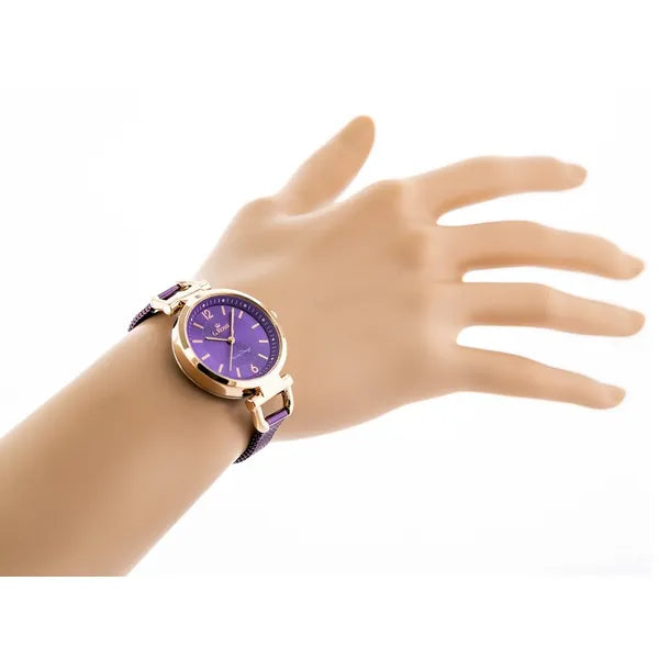 G. Rossi női karóra kvarc, lila számlap, rózsaarany tok, fém szíj 32 mm