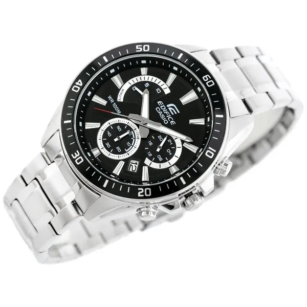 Casio Edifice EFR-552D-1A férfi kronográf óra, acél, fekete számlap, WR100