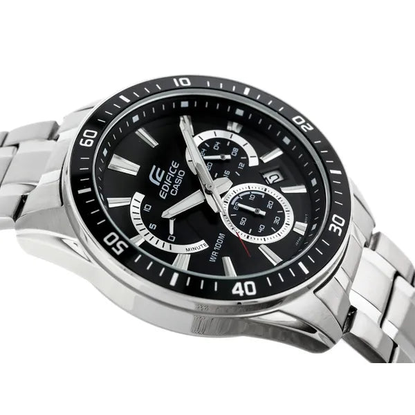 Casio Edifice EFR-552D-1A férfi kronográf óra, acél, fekete számlap, WR100