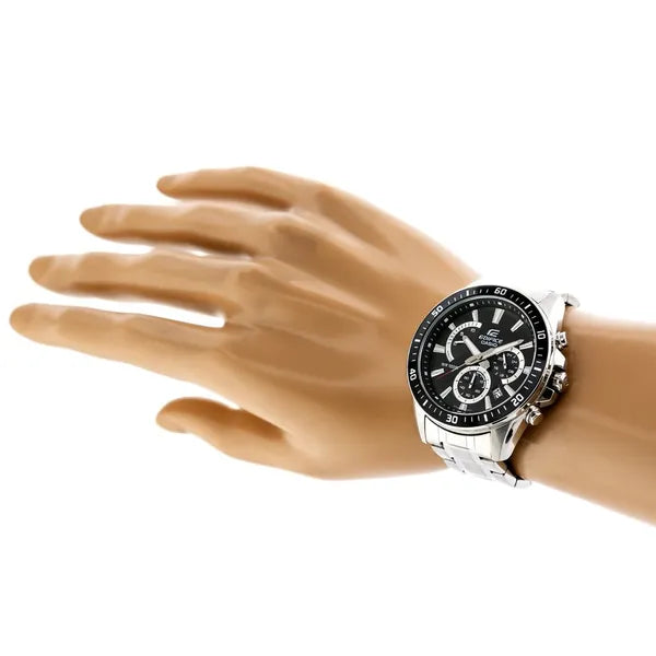 Casio Edifice EFR-552D-1A férfi kronográf óra, acél, fekete számlap, WR100