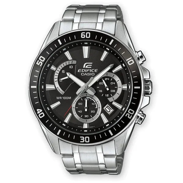Casio Edifice EFR-552D-1A férfi kronográf óra, acél, fekete számlap, WR100