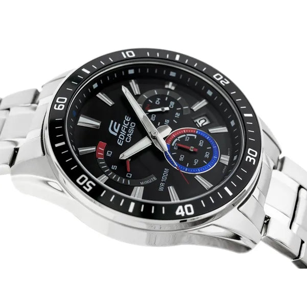 Casio Edifice férfi kronográf óra, EFR-552D-1A3, acél, fekete számlap, WR100