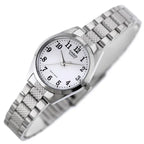 Casio LTP-1274D-7B női karóra, ezüst acél szíj, fehér számlap, WR30, ásványüveg