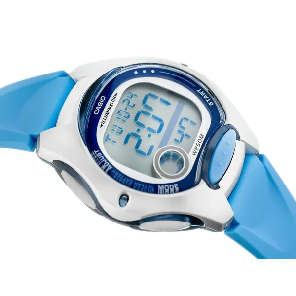 Casio LW-200-2B gyerek digitális karóra, kék, WR50, LED, dobozzal