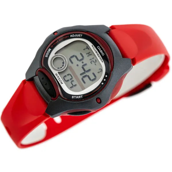 Casio LW-200-4A gyerek digitális kvarc karóra, WR50, piros szíj