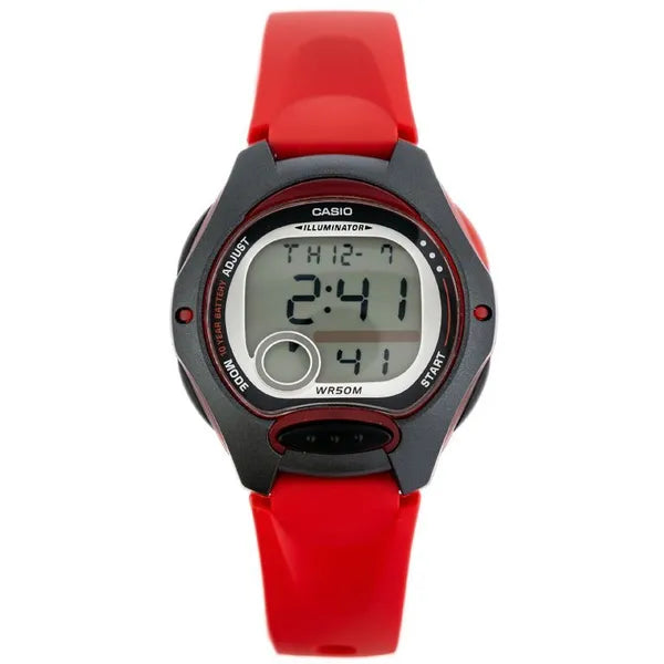 Casio LW-200-4A gyerek digitális kvarc karóra, WR50, piros szíj