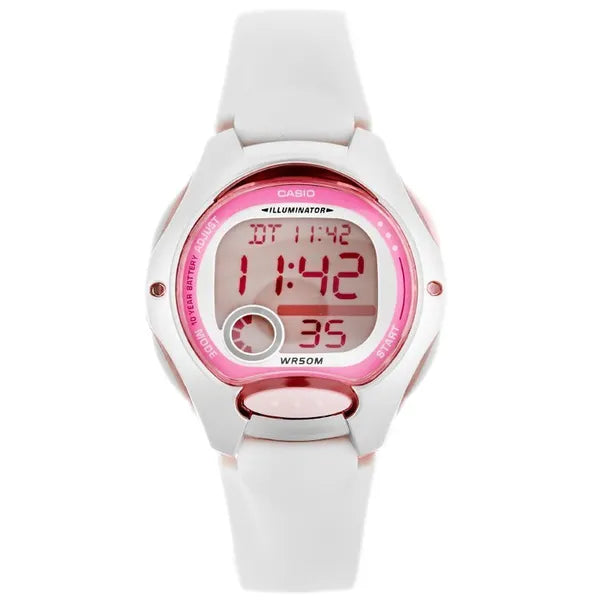Casio LW-200-7A gyerek digitális LCD óra, WR50, fehér, műanyag szíj