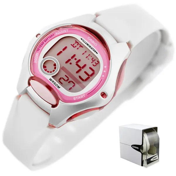 Casio LW-200-7A gyerek digitális LCD óra, WR50, fehér, műanyag szíj