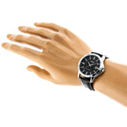 Casio MTP-V004L-1A férfi karóra, fekete bőr, fekete számlap, 42 mm, dátum, WR30