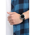 Casio MTP-V004L-1A férfi karóra, fekete bőr, fekete számlap, 42 mm, dátum, WR30