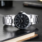 Casio férfi karóra MTP-V004D-1B, fekete számlap, acél, WR30, 42 mm, kvarc