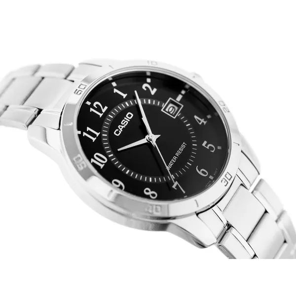 Casio férfi karóra MTP-V004D-1B, fekete számlap, acél, WR30, 42 mm, kvarc