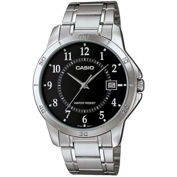 Casio férfi karóra MTP-V004D-1B, fekete számlap, acél, WR30, 42 mm, kvarc