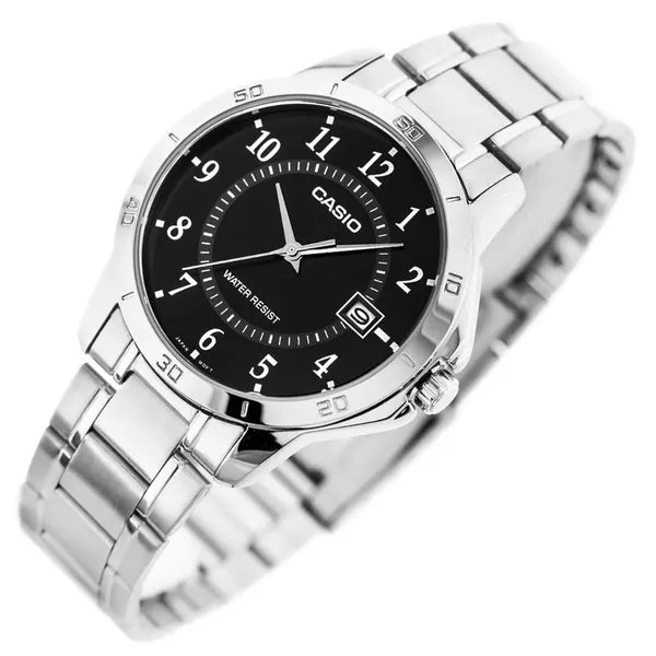 Casio férfi karóra MTP-V004D-1B, fekete számlap, acél, WR30, 42 mm, kvarc