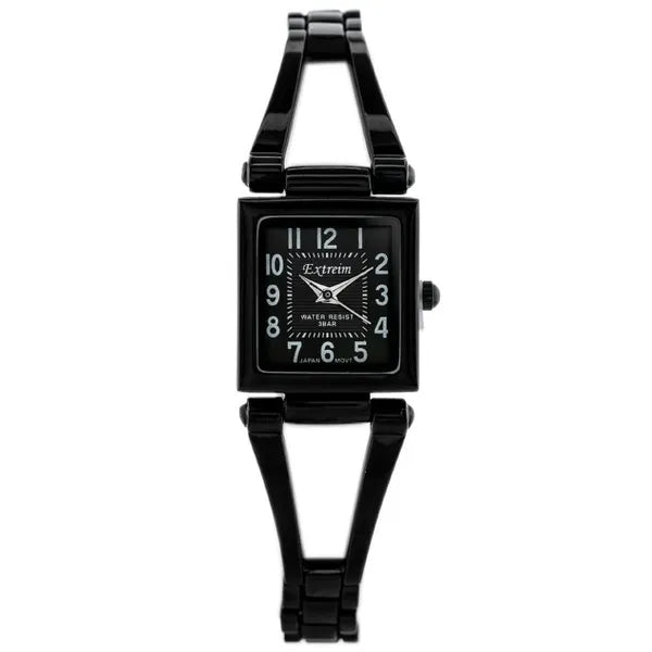 Extreim női karóra, szögletes tok, fekete, fém szíj, Miyota quartz, WR30
