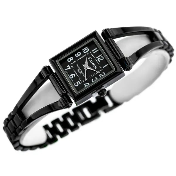 Extreim női karóra, szögletes tok, fekete, fém szíj, Miyota quartz, WR30