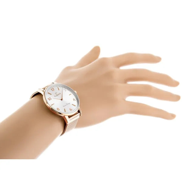 G. Rossi női karóra, Miyota kvarc, rózsaarany fémszíj, ezüst számlap, 38 mm