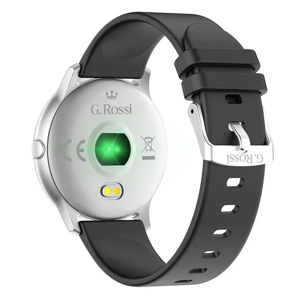 G. Rossi SW010-5 unisex okosóra, 1,3'' TFT, IP67, BT 4.0, fekete/ezüst