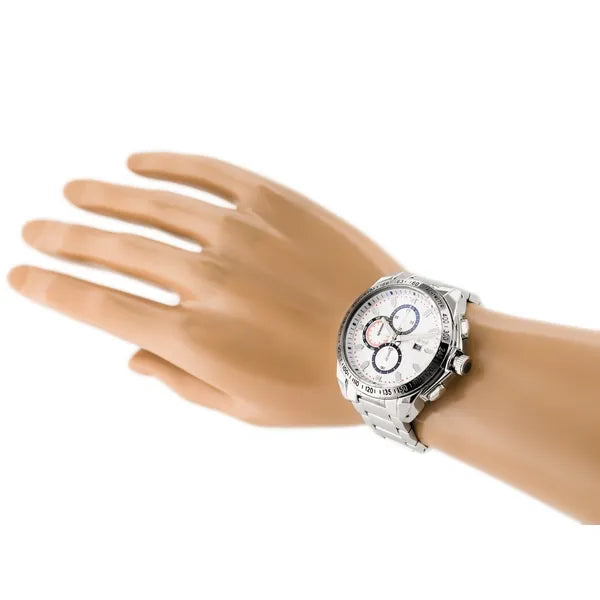 G. Rossi férfi karóra, 43 mm, ezüst acél szíj, Miyota kvarc, WR30, díszdoboz