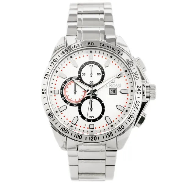 G. Rossi férfi karóra, 43 mm, ezüst acél szíj, Miyota kvarc, WR30, díszdoboz