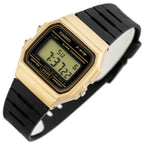 Casio férfi digitális karóra F-91WM-9A, arany tok, WR100, díszdoboz