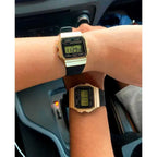 Casio férfi digitális karóra F-91WM-9A, arany tok, WR100, díszdoboz