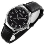 Casio MTP-V001L-1BUDF férfi karóra, fekete bőrszíj, 38 mm, WR30