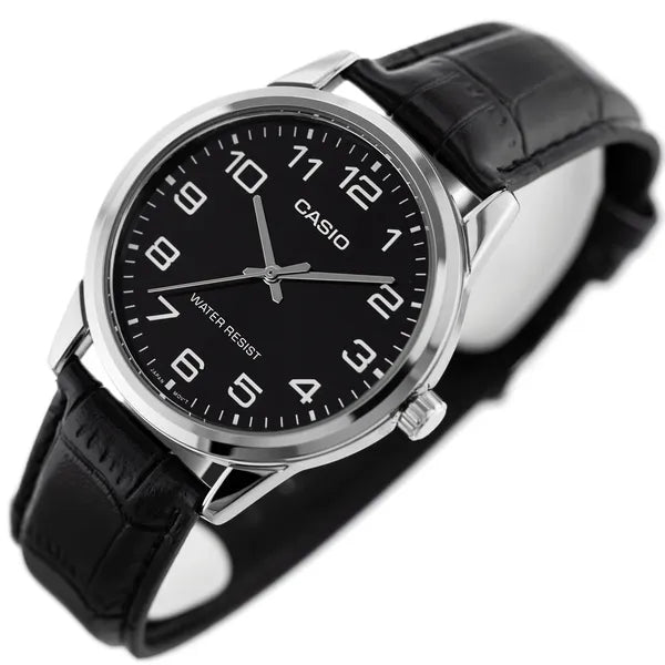 Casio MTP-V001L-1BUDF férfi karóra, fekete bőrszíj, 38 mm, WR30