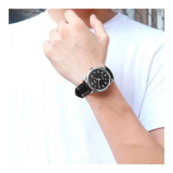 Casio MTP-V001L-1BUDF férfi karóra, fekete bőrszíj, 38 mm, WR30