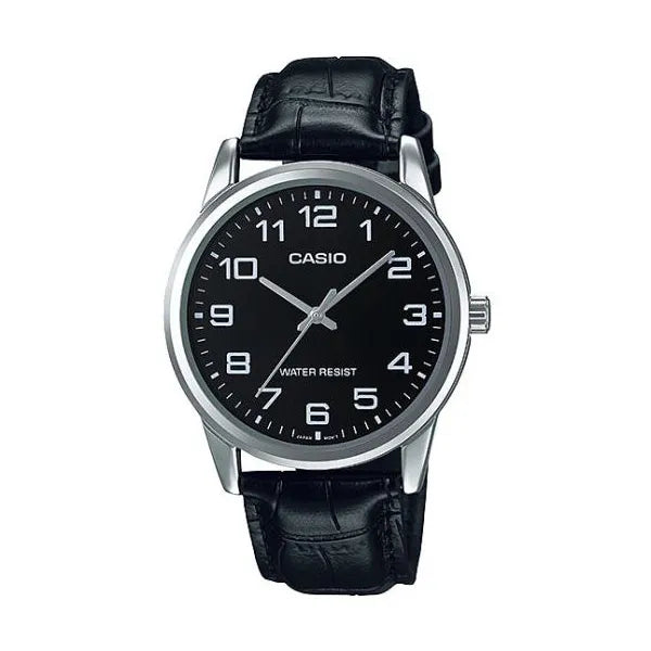 Casio MTP-V001L-1BUDF férfi karóra, fekete bőrszíj, 38 mm, WR30